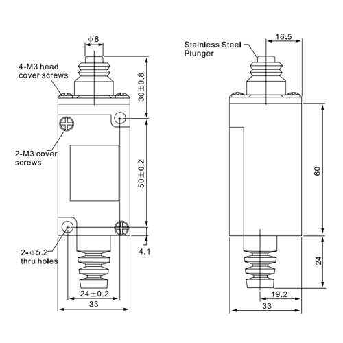 Interruptor de Límite Vertical CHL-5100 | NO/NC, 5A, 125/250VAC