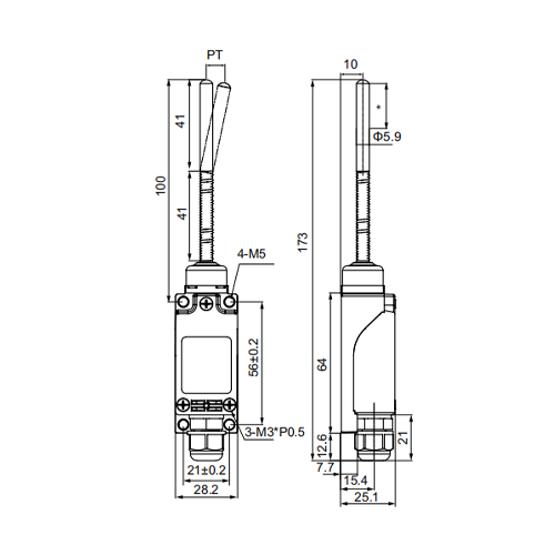 Interruptor de Límite Vertical CZ-8168N | 125/250 VAC, 250 VDC, 5 Amp, NO/NC.