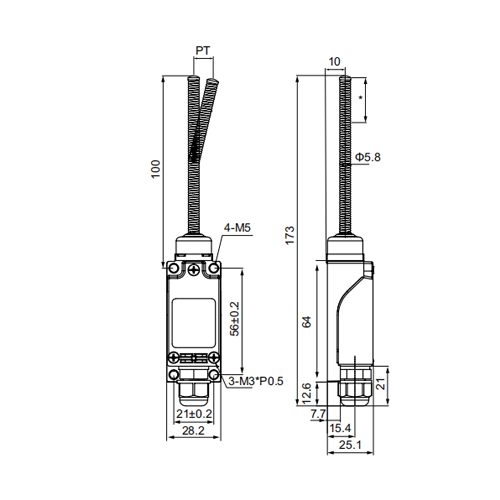 Interruptor de Límite Vertical CZ-8167N | 125/250 vac, 250 vdc, 5 amp, NO, NC