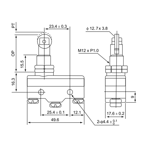 Micro-Interruptor 15Amp, NO/NC, 125-250VAC, 8-250V, CM-1308N